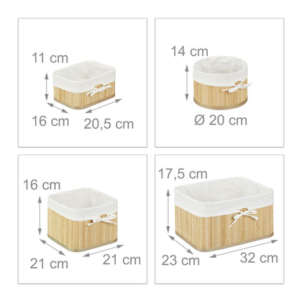 Coșuri de depozitare Set 4 Bambus