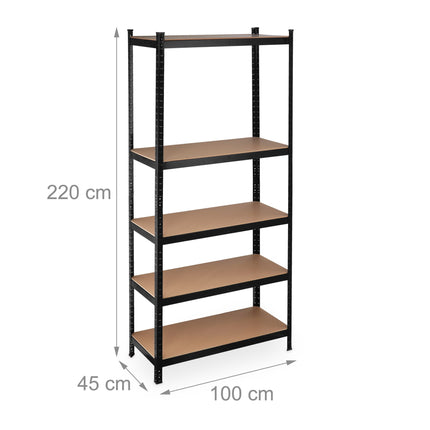 Storage shelf 220 cm high, black
