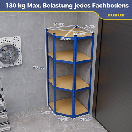 Raft de depozitare 70 x 70 x 180 cm Raft rezistent cu 4 rafturi reglabile albastru