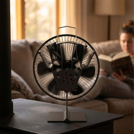 Stove Fan with Safety Guard and 6 Blades, No Mains Power, Black