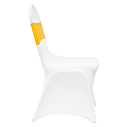 Stretch Spandex Folding Chair Covers, 50-Set, Gold White Sashes