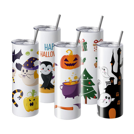 Sublimation Tumblers, 12 Pack 20 Oz Stainless With Lids And Straws
