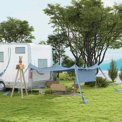 Waterproof Screen Awning, Steel Poles, Bag - Blue