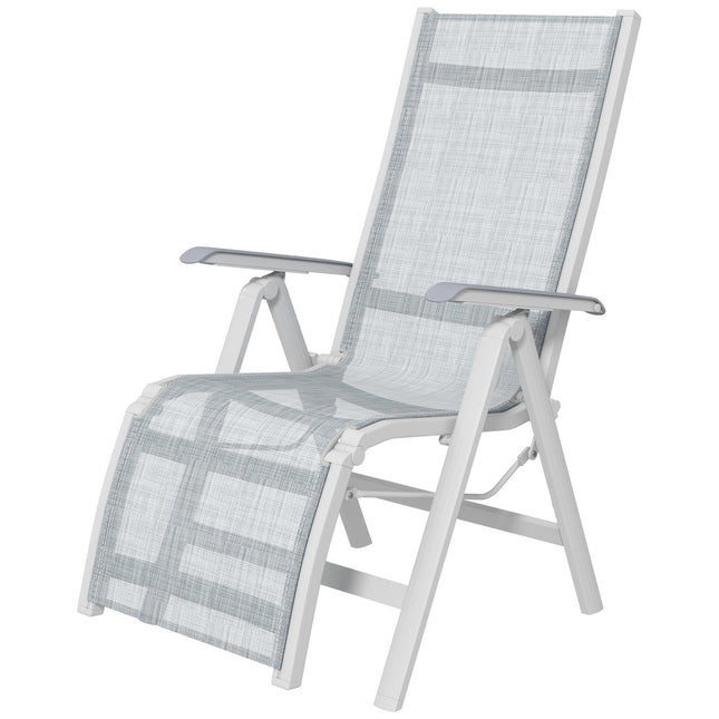 Folding sun lounger - adjustable garden chair, dark grey