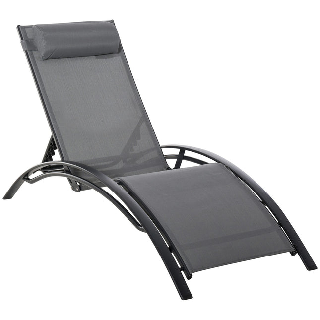 Sezlong Sezlong de gradina Scaun de gradina Scaun de relaxare Sezlong Aluminiu Ajustabil Gri 171 X 64 X 82 Cm