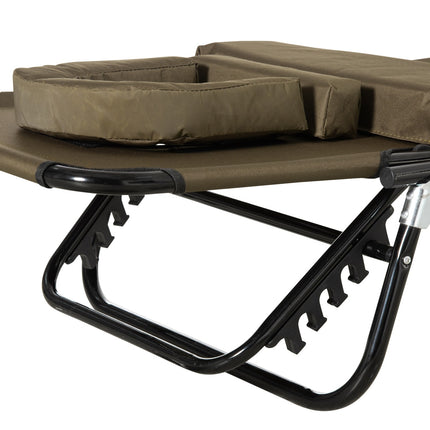 Sun lounger with reading window and face opening, brown
