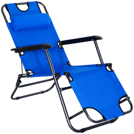 Folding beach chair with cushion, metal & Oxford fabric, blue