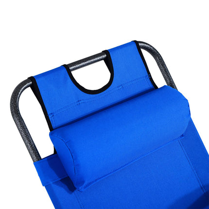 Folding beach chair with cushion, metal & Oxford fabric, blue