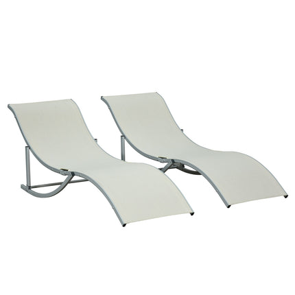 Sezlonguri Set 2 Sezlonguri Aluminiu Textline Ergonomic Pliabile Bej 165X61X63Cm