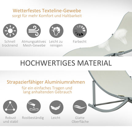 Sezlonguri Set 2 Sezlonguri Aluminiu Textline Ergonomic Pliabile Bej 165X61X63Cm