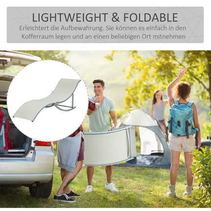 Sezlonguri Set 2 Sezlonguri Aluminiu Textline Ergonomic Pliabile Bej 165X61X63Cm