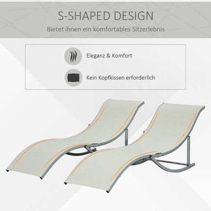 Sezlonguri Set 2 Sezlonguri Aluminiu Textline Ergonomic Pliabile Bej 165X61X63Cm
