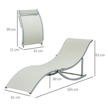 Sezlonguri Set 2 Sezlonguri Aluminiu Textline Ergonomic Pliabile Bej 165X61X63Cm
