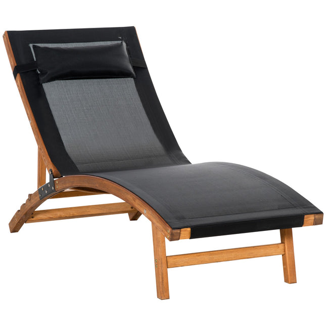 Sezlong, sezlong de gradina rezistent la intemperii cu spatar reglabil si perna pana la 120 kg, negru, 182 x 64 x 71 cm pentru gradina si terasa