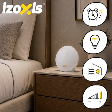 Sunrise Simulation Alarm Clock with FM Radio and 2 Alarms, 20 Brightness Levels