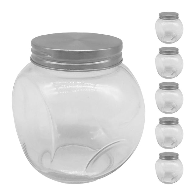 Set de 6 borcane pentru dulciuri, recipiente din sticlă de 480 ml