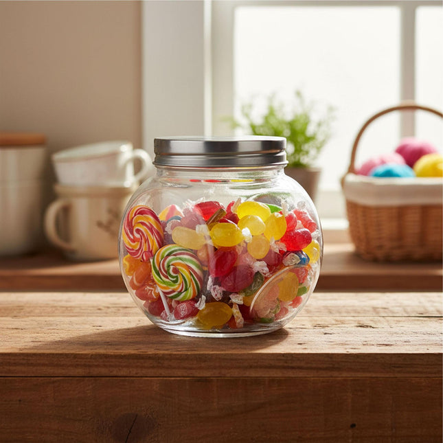 Set de 6 borcane pentru dulciuri, recipiente din sticlă de 480 ml