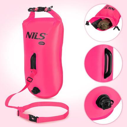 Geamandură de siguranță pentru înot cu sac impermeabil de 28L, rucsac