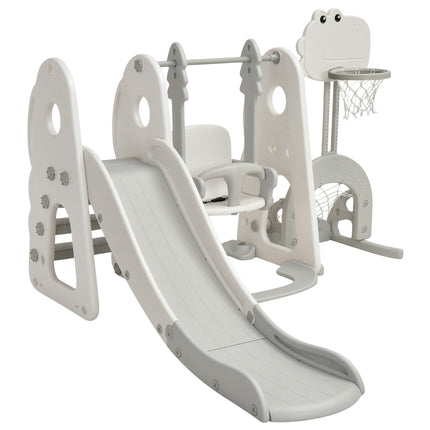 Set tobogan și leagăn pentru tobogan pentru copii mici 172 x 182 x 108-120 cm alb