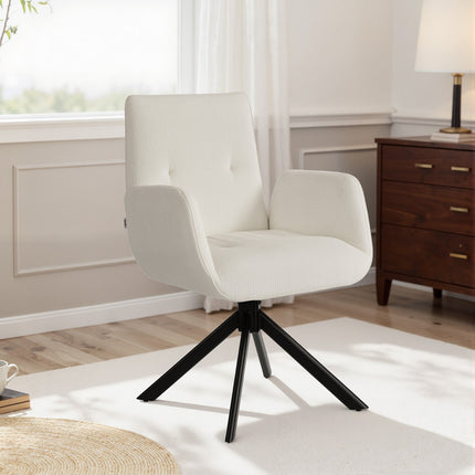 Fotoliu pivotant, design modern, alb crem, capacitate 120 kg