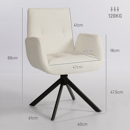 Fotoliu pivotant, design modern, alb crem, capacitate 120 kg