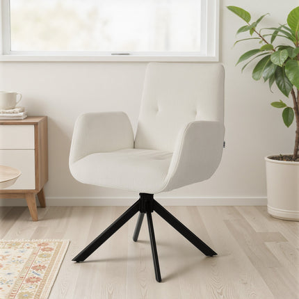 Fotoliu pivotant, design modern, alb crem, capacitate 120 kg