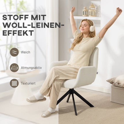 Fotoliu pivotant, design modern, alb crem, capacitate 120 kg