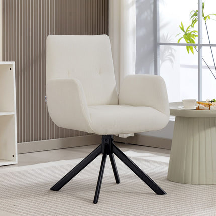 Fotoliu pivotant, design modern, alb crem, capacitate 120 kg