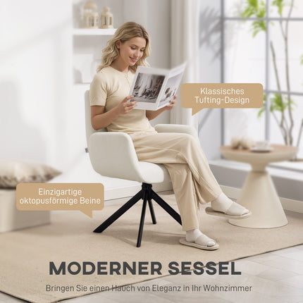 Fotoliu pivotant, design modern, alb crem, capacitate 120 kg