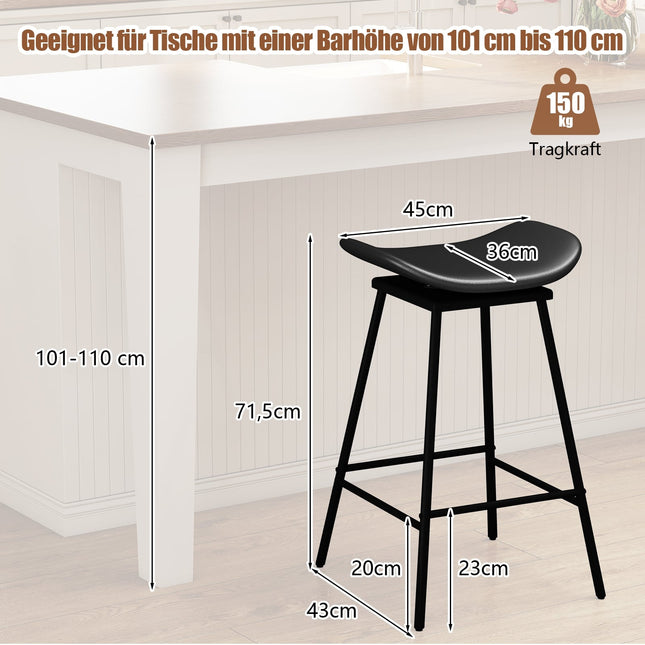 Set de 2 scaune de bar rotative, piele ecologică neagră, rotație 360°