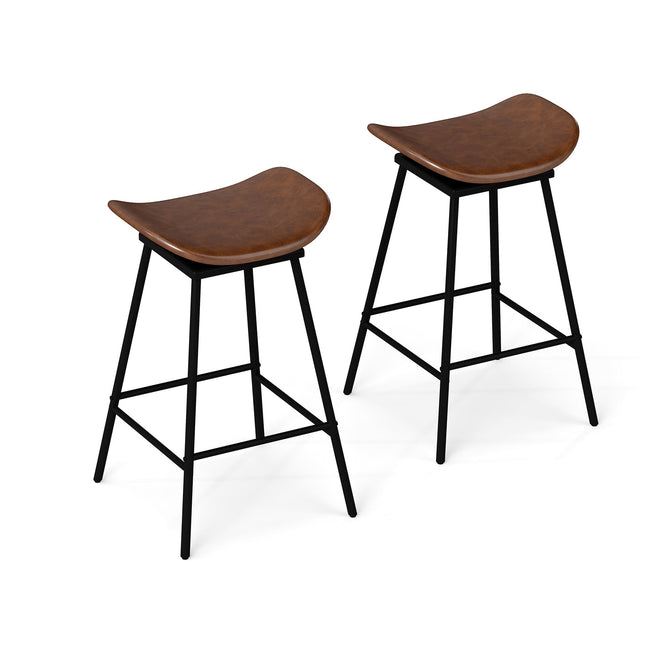 Set de 2 scaune de bar rotative, piele ecologică maro, rotație 360°