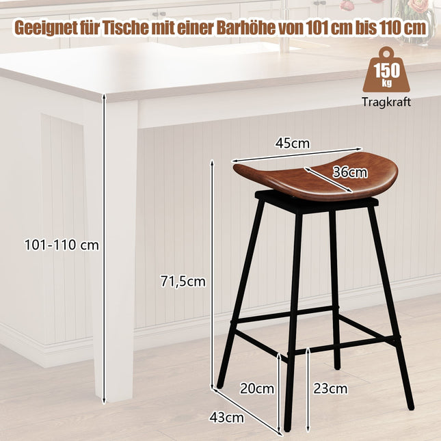 Set de 2 scaune de bar rotative, piele ecologică maro, rotație 360°