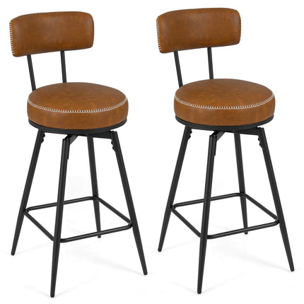 Set de 2 scaune de bar rotative, piele ecologică, maro, rotire 360°