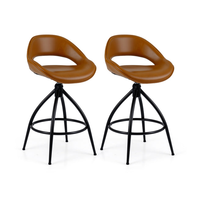 Set de 2 scaune de bar rotative, piele ecologică căptușită, rotație 360°