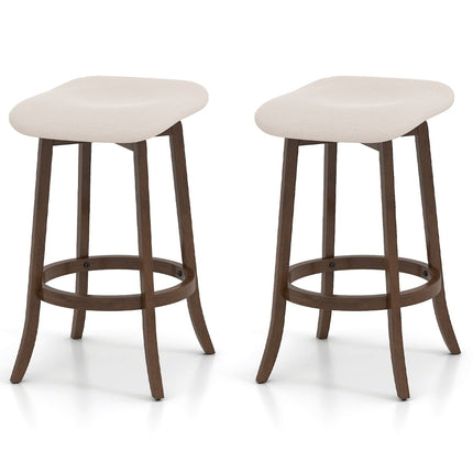 Scaune de bar rotative, set de 2, șezut căptușit, maro
