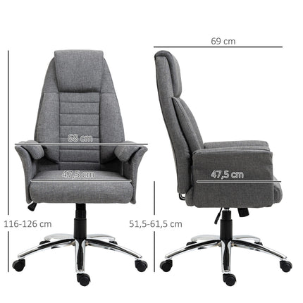 Scaun pivotant Scaun director Scaun de birou Scaun de birou Tesatura reglabila in inaltime + Metal 68 X 69 X 116-126 Cm (Gri)