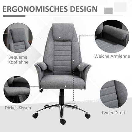 Scaun pivotant Scaun director Scaun de birou Scaun de birou Tesatura reglabila in inaltime + Metal 68 X 69 X 116-126 Cm (Gri)
