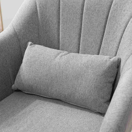 Height-adjustable swivel chair, linen-covered, grey