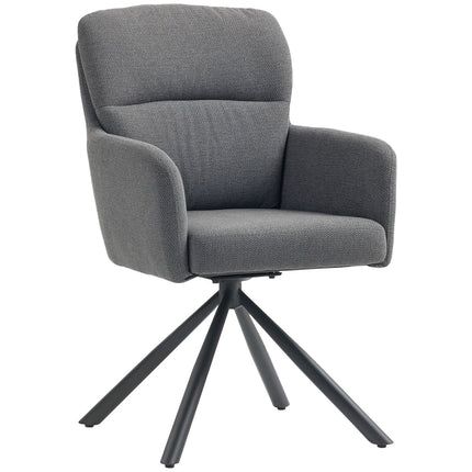 Swivel Dining Chair, Grey, Padded Seat & Armrests