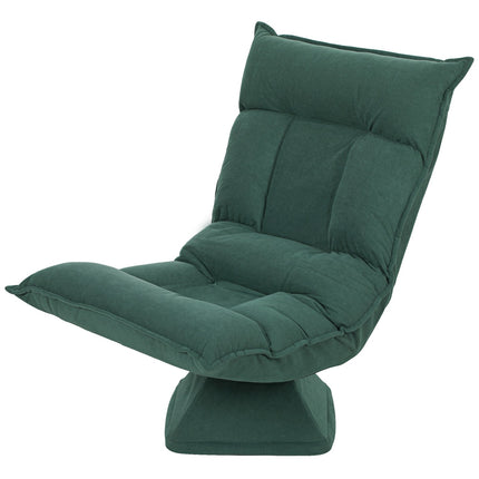 Swivel Floor Chair with Adjustable Backrest – Green Velvet