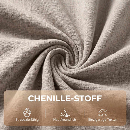 Swivel Massage Recliner Chair with Heat and 145° Recline, Beige, Chenille Look