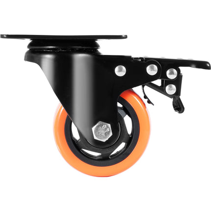 Swivel Plate Caster Wheels, 3 Inch, Set of 4, Locking