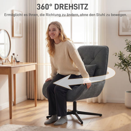 Fotoliu reclinabil rotativ, material textil chenilă, rotație 360°