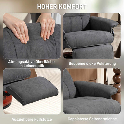 Fotoliu reclinabil rotativ, aspect in, suport pentru picioare, gri