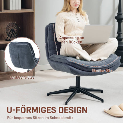 Swivel office chair with wide seat, spacious upholstered chair for the office, study, dark grey
