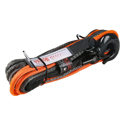 Synthetic Winch Rope 1/4 in x 50 ft, Hook and Sleeve
