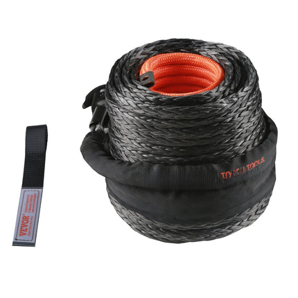 Synthetic Winch Rope 3/8 in x 100 ft with Hook, Sleeve