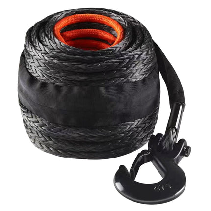 Synthetic Winch Rope 3/8 in x 100 ft with Hook, Sleeve