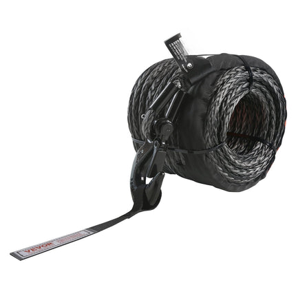 Synthetic Winch Rope 3/8 in x 85 ft, Hook and Sleeve