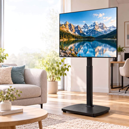 TV Floor Stand 43-75 Inch with Tilt and Swivel, VESA 600x400, Black